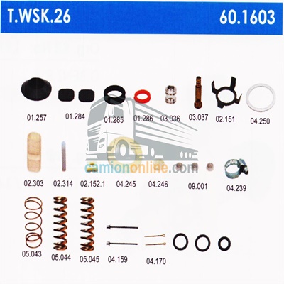 کیت تعمیری شیرتنظیم ارتفاع فلزی تریلی ( کامل ) کد T.WSK.26